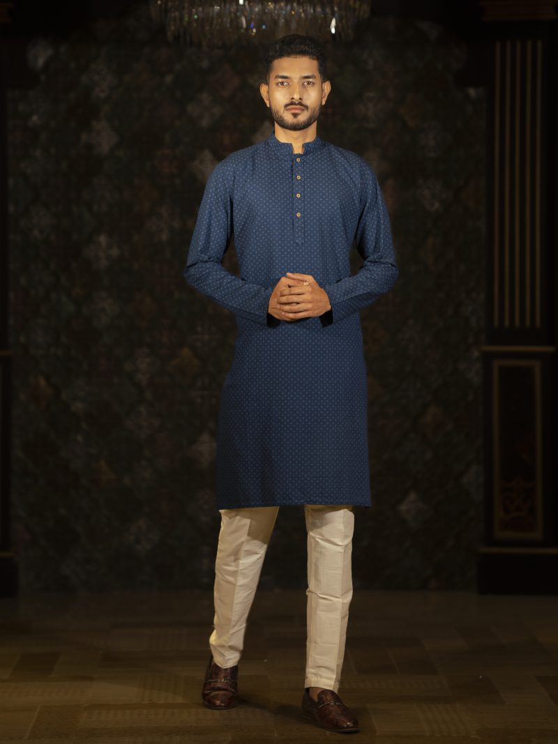 Blue Color Casual Fit Cotton Panjabi