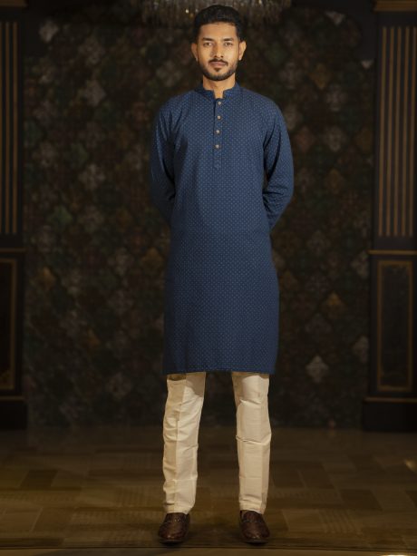 Blue Color Casual Fit Cotton Panjabi