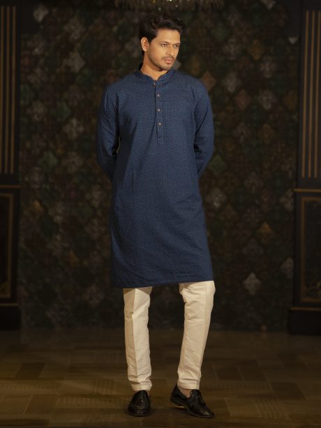 Casual Wear Blue Color Cotton Panjabi