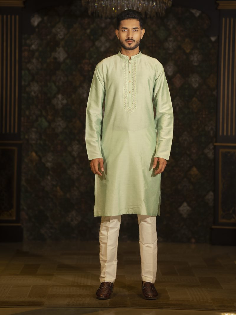 Pest Color Party Wear Silk Panjabi