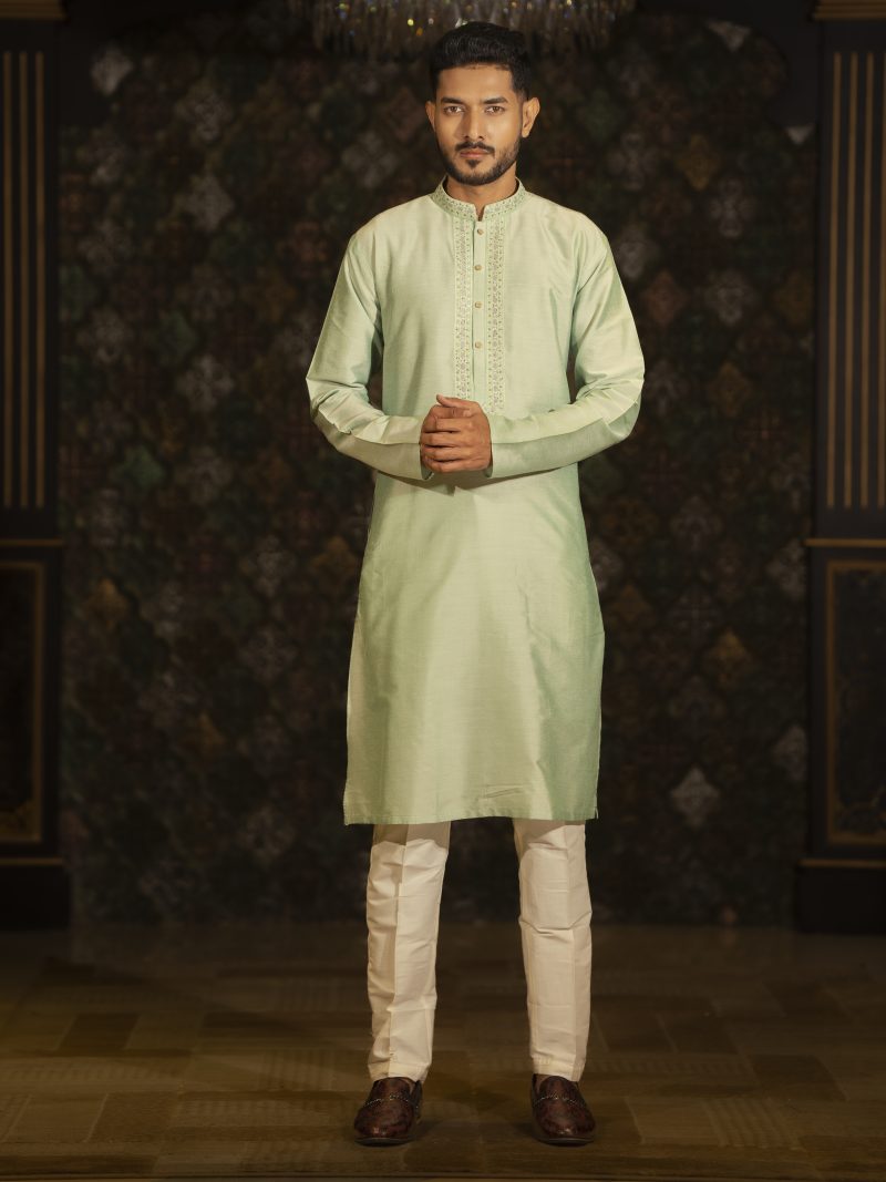 Pest Color Party Wear Silk Panjabi