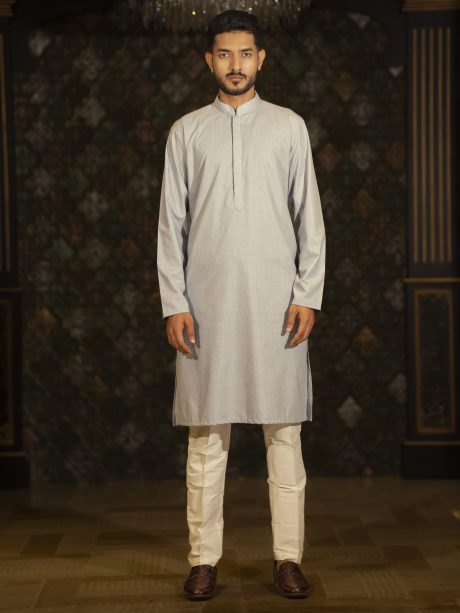 Light Gray Cotton Panjabi For Eid