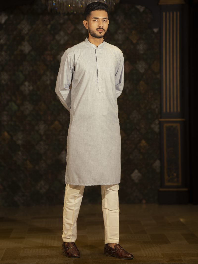 Light Gray Cotton Panjabi For Eid
