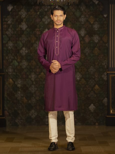 Marvelous Purple Color Regular Fit Silk Panjabi