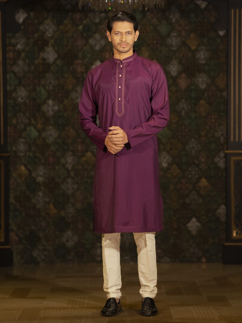 Marvelous Purple Color Regular Fit Silk Panjabi