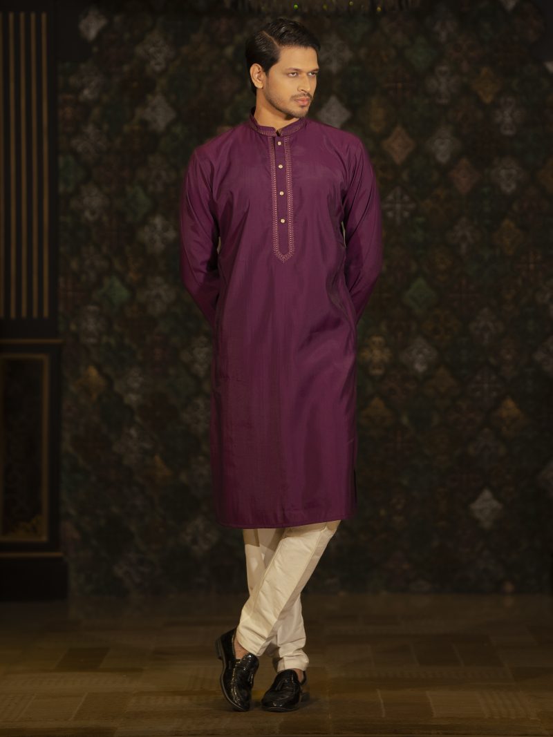 Marvelous Purple Color Regular Fit Silk Panjabi