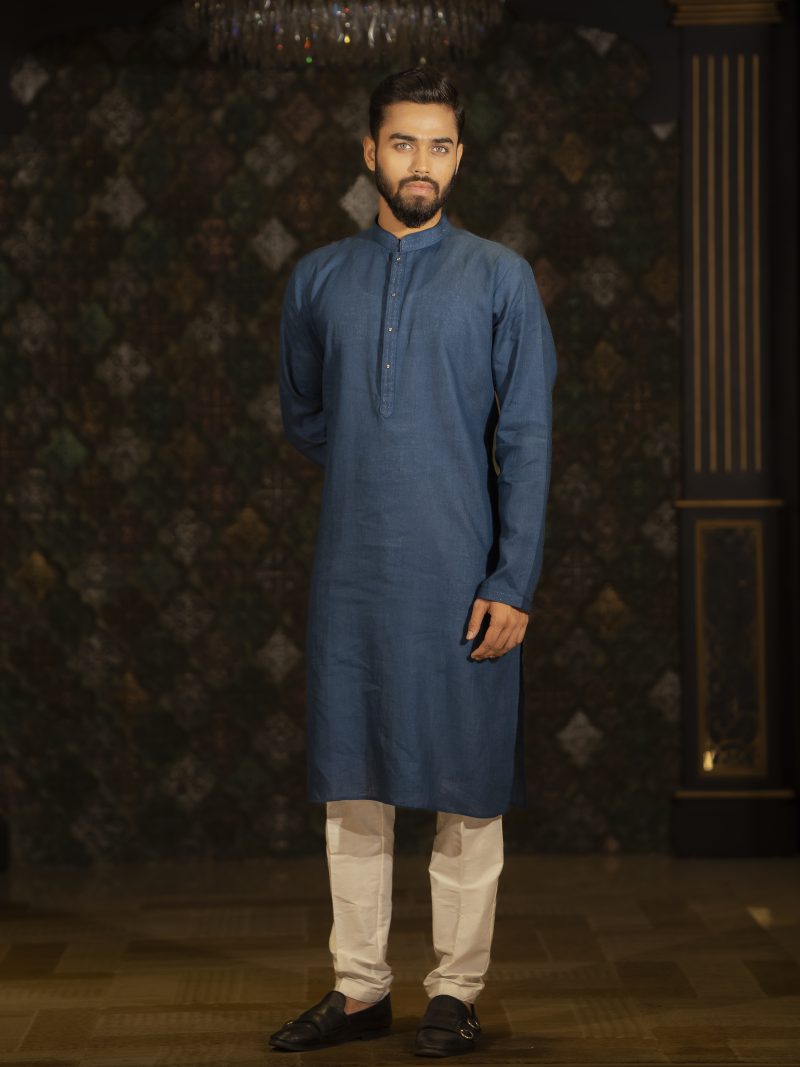Blue Colored Cotton Panjabi