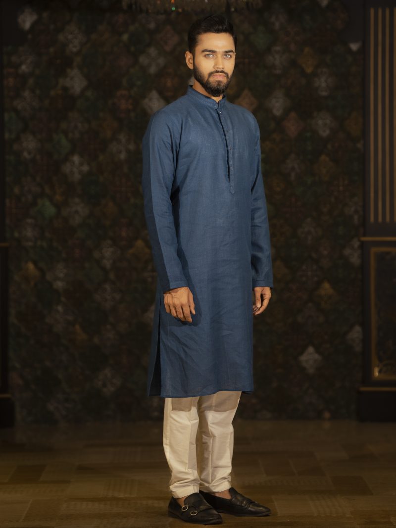 Blue Colored Cotton Panjabi
