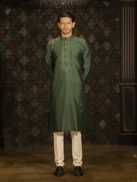 Green Color silk Panjabi For Eid