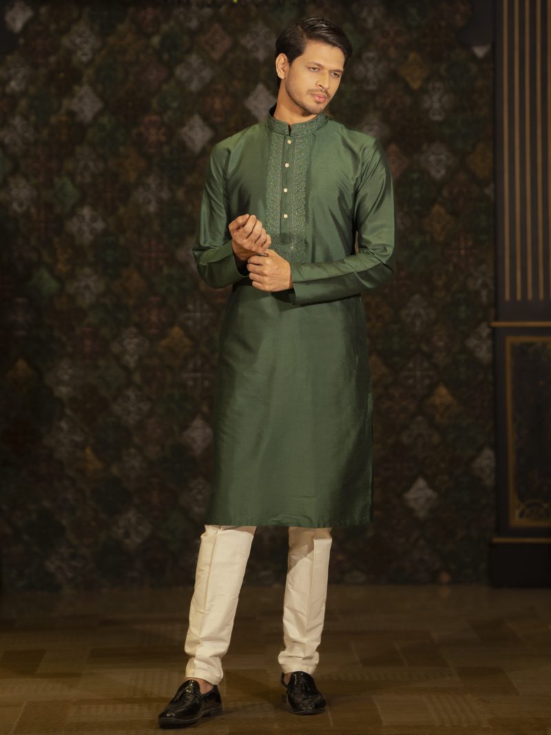 Green Color silk Panjabi For Eid