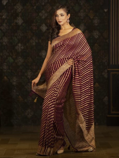 Party Wear Wine Color Georgette Saree