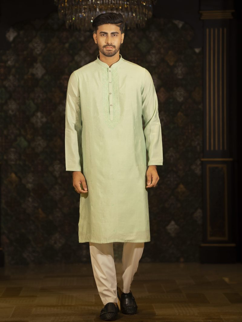 Marcelis Cotton Sea Green Festive Wear Panjabi