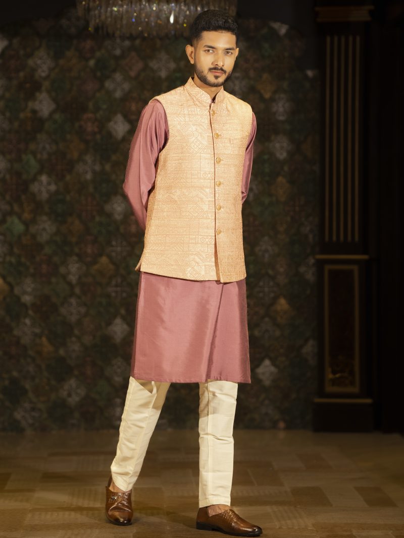 Sublime Pink Color Party Wear Waist Coat