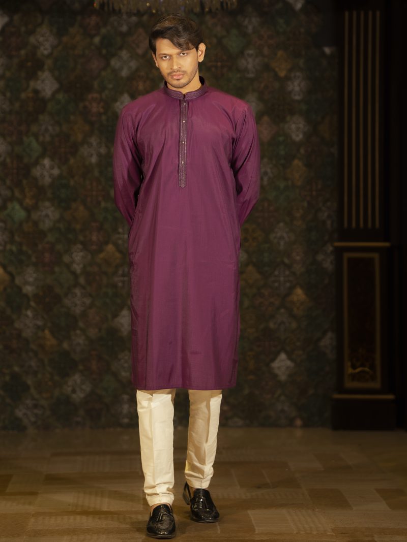 Gorgeous Purple Color Regular Fit Silk Panjabi