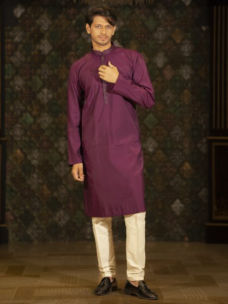 Gorgeous Purple Color Regular Fit Silk Panjabi
