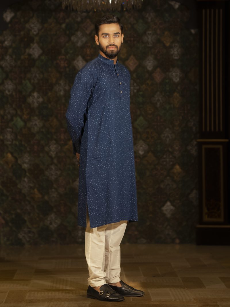Blue Color Casual Fit Cotton Panjabi