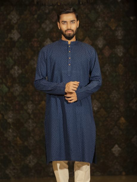 Blue Color Casual Fit Cotton Panjabi