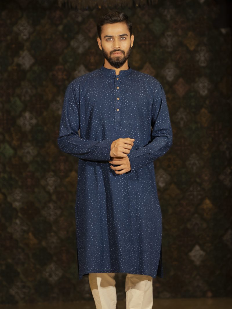 Blue Color Casual Fit Cotton Panjabi