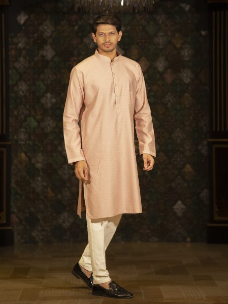 Gorgeous Pink Color Party Wear Cotton Panjabi