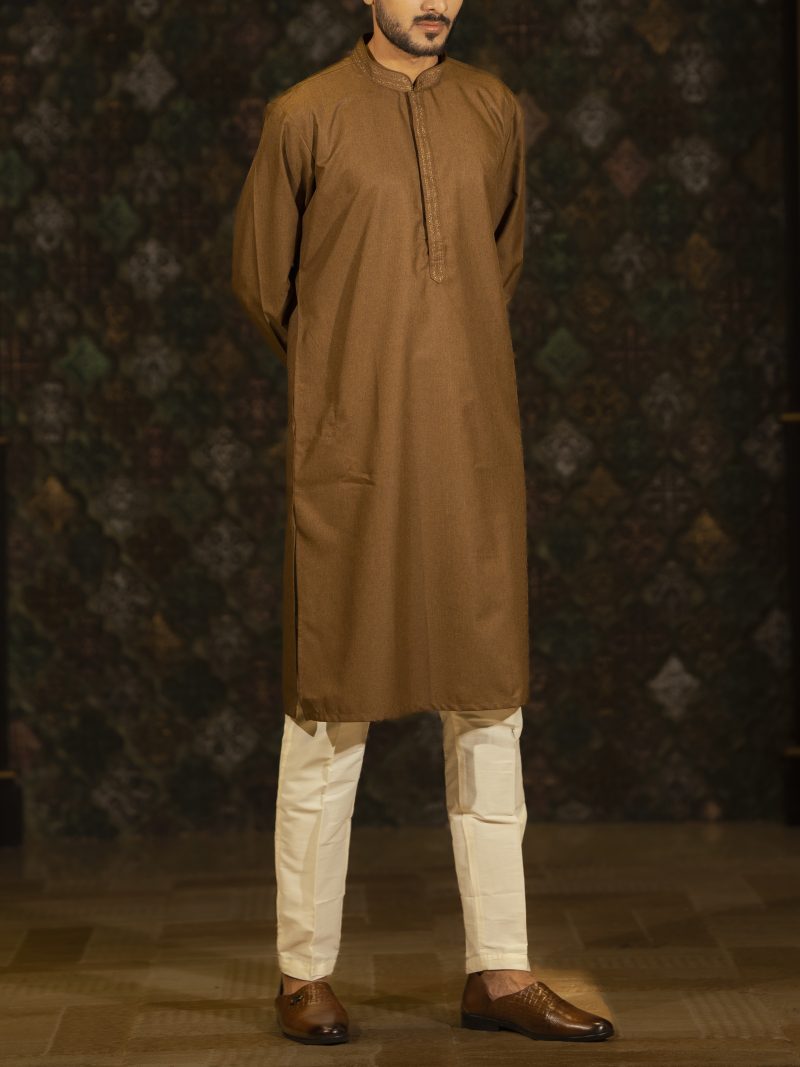 Brown Color Regular Fit Cotton Panjabi - Image 2