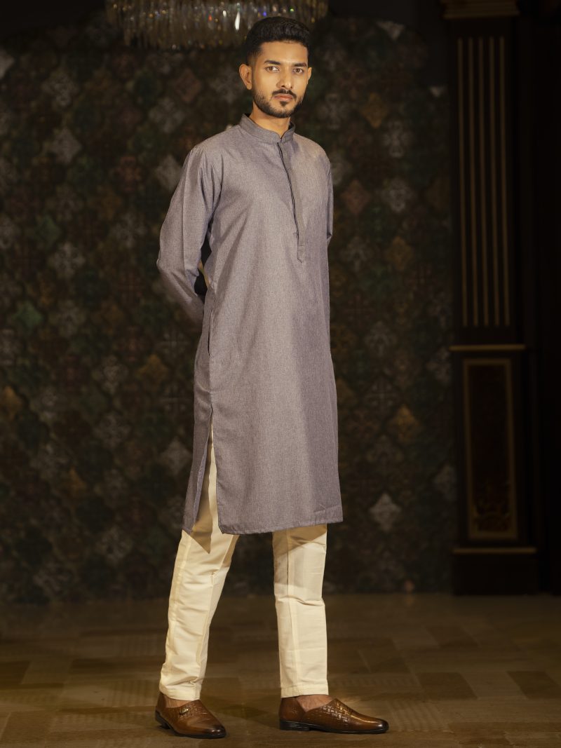 Gorgeous Purple Color Casual Fit Cotton Panjabi