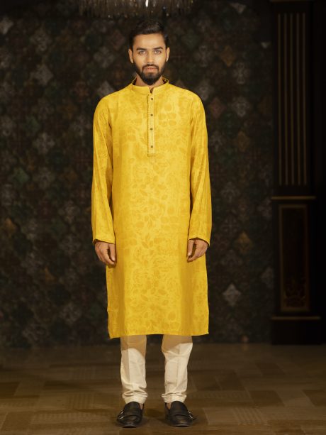 Casual Wear Yellow Color Cotton Panjabi