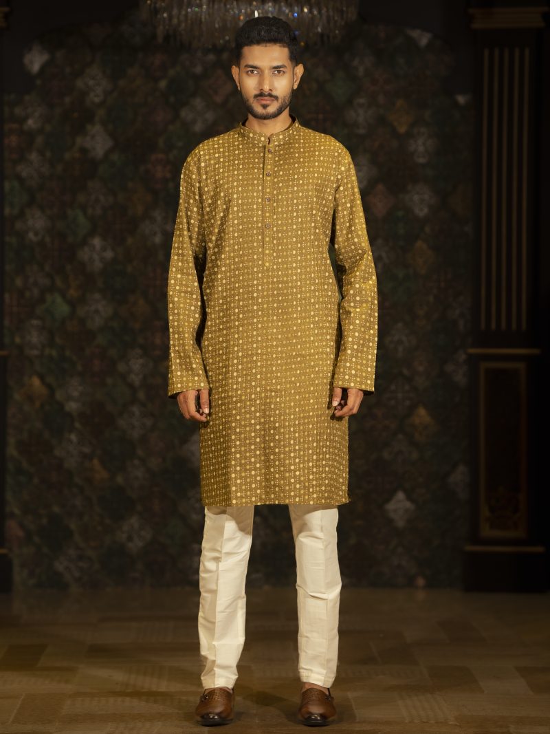 Casual Wear Mustered Color Eid Panjabi