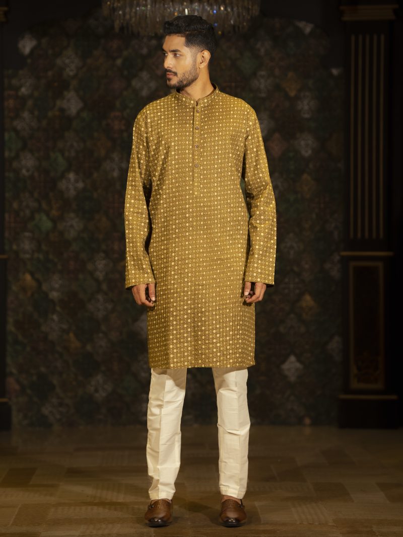 Casual Wear Mustered Color Eid Panjabi