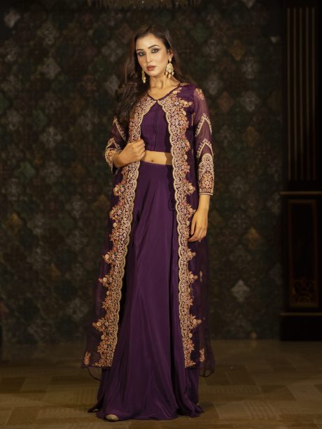 Plum Crafted Purple Color Sharara