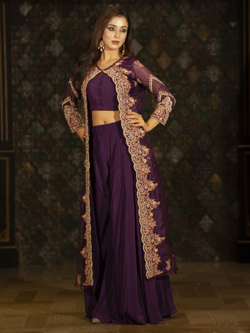 Plum Crafted Purple Color Sharara