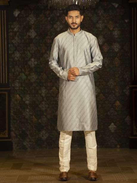 Gray Color Regular Fit Cotton Panjabi