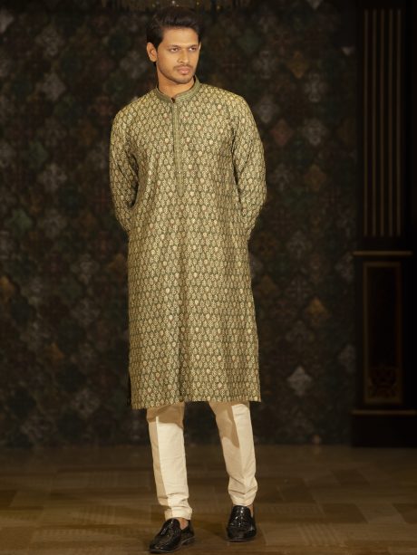 Gorgeous Golden Color Regular Fit Cotton Panjabi