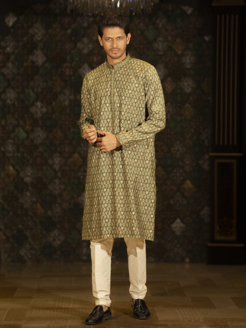 Gorgeous Golden Color Regular Fit Cotton Panjabi