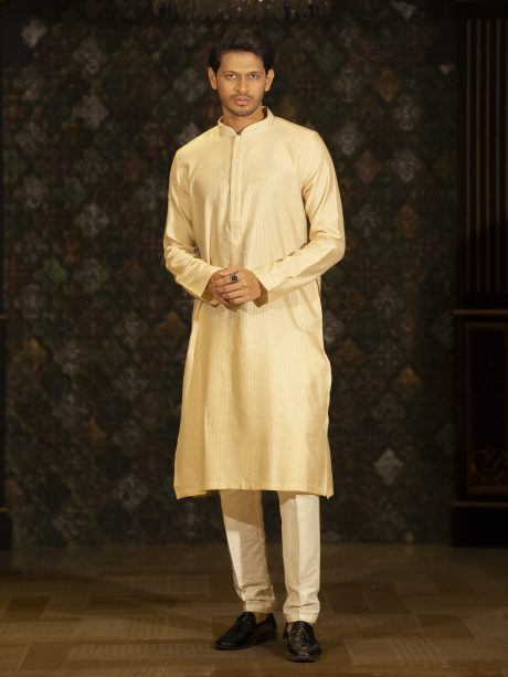 Cream Color Regular Fit Cotton Panjabi For Eid