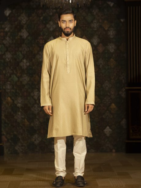 Golden Color Casual Wear Cotton Panjabi