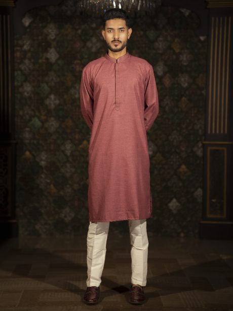 Maroon Color Casual Wear Cotton Panjabi