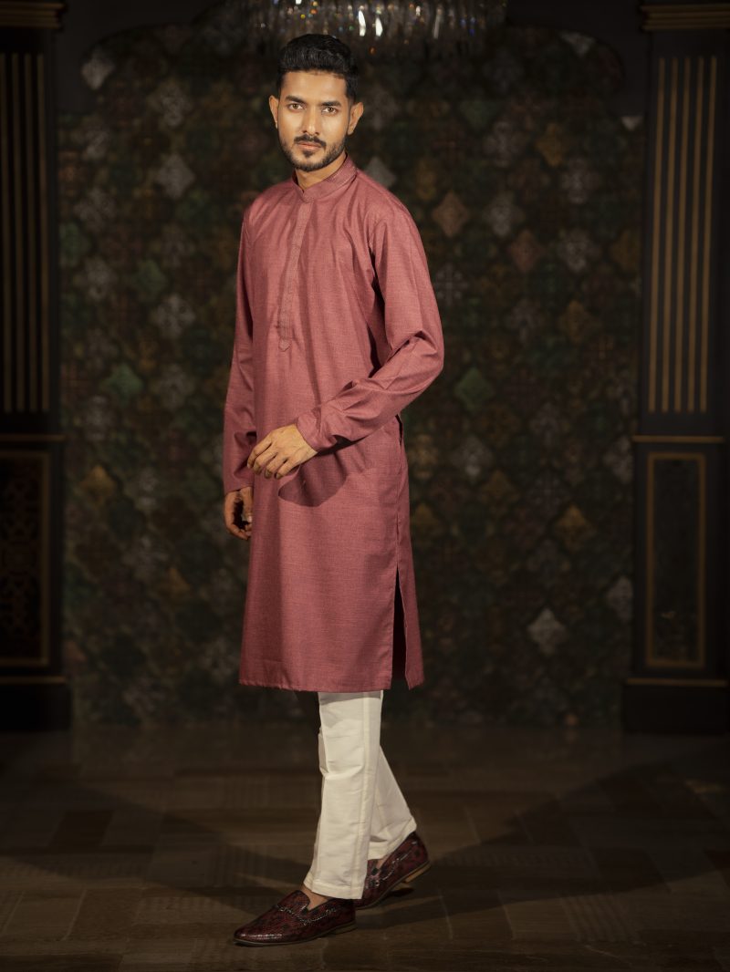 Maroon Color Casual Wear Cotton Panjabi