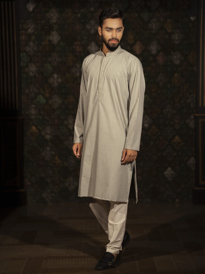 Gray Color Casual Wear Cotton Panjabi