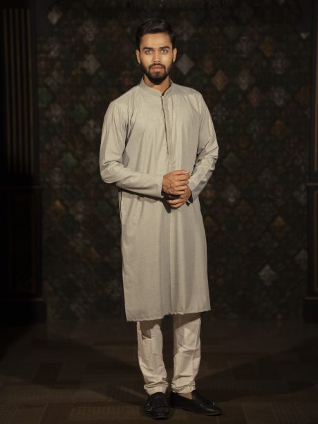 Gray Color Casual Wear Cotton Panjabi