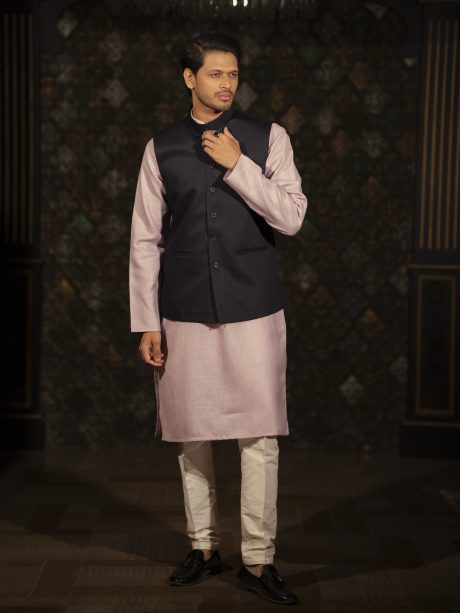 Refreshing Looking Dark Blue Colored Regular Wear Waist Coat