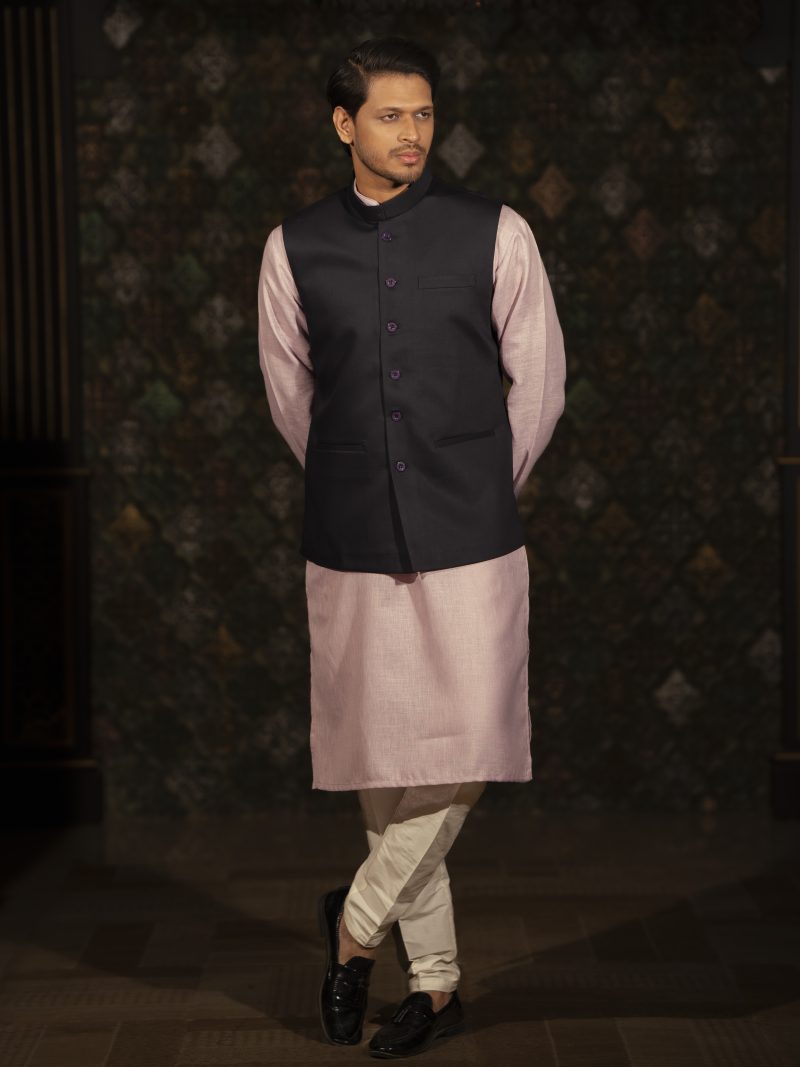 Refreshing Looking Dark Blue Colored Regular Wear Waist Coat