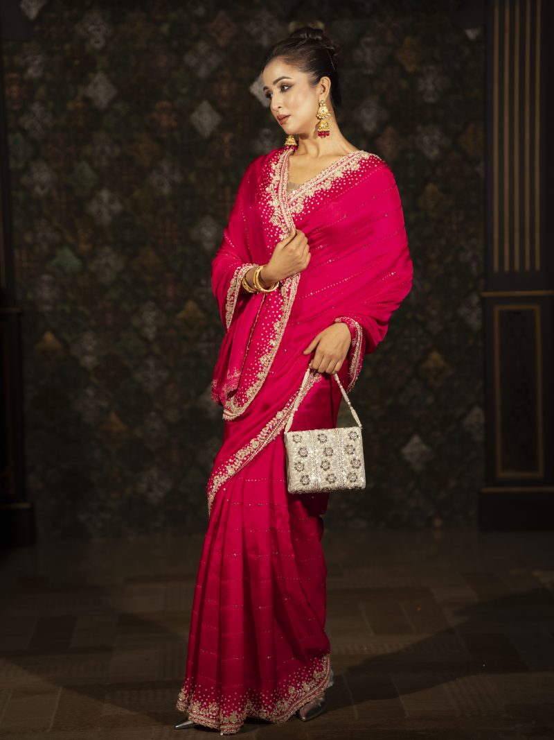 Party Wear Magenta Color Silk Saree