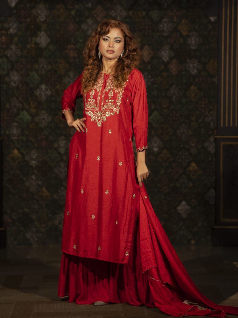 Raw Silk Party Gharara