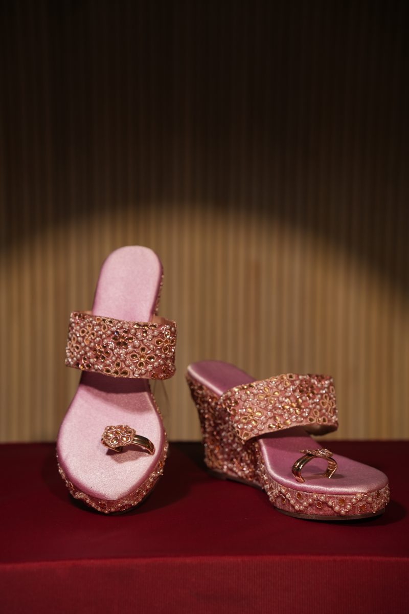 Zardozi Work Baby Pink Ladies Shoes