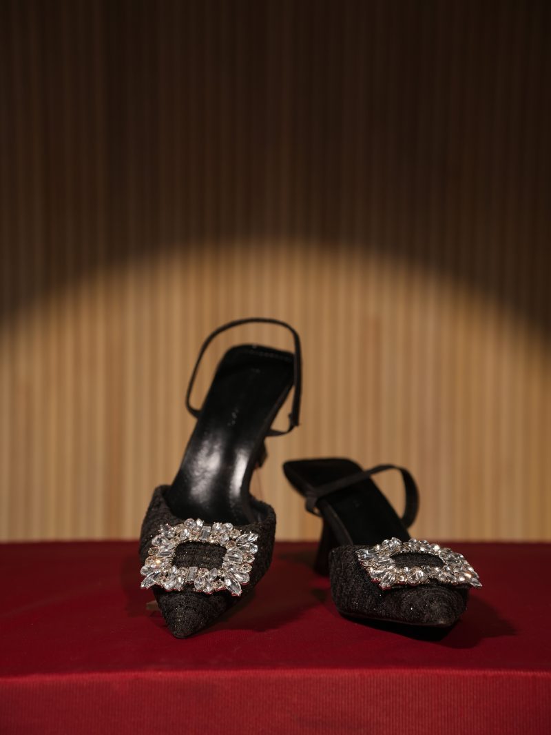 White Crystal Stone Crafted Ladies Shoes
