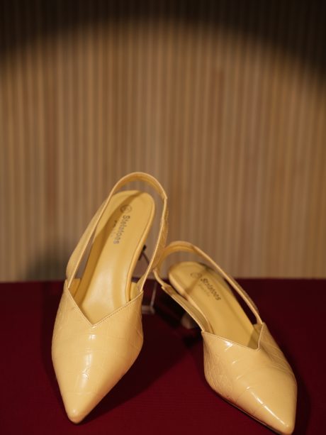 Sublime Party Wear Yellow Color Ladies Shoes