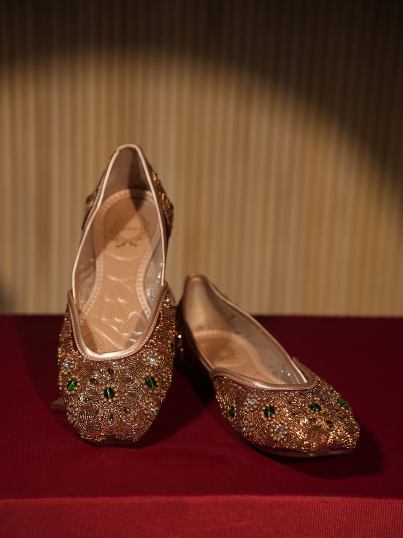 Maroon & Copper Golden Party Wear Ladies Shoes