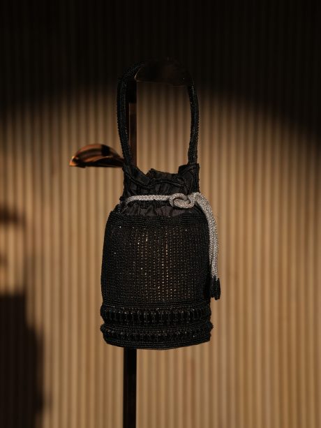 Stone Work Black Ladies Purse