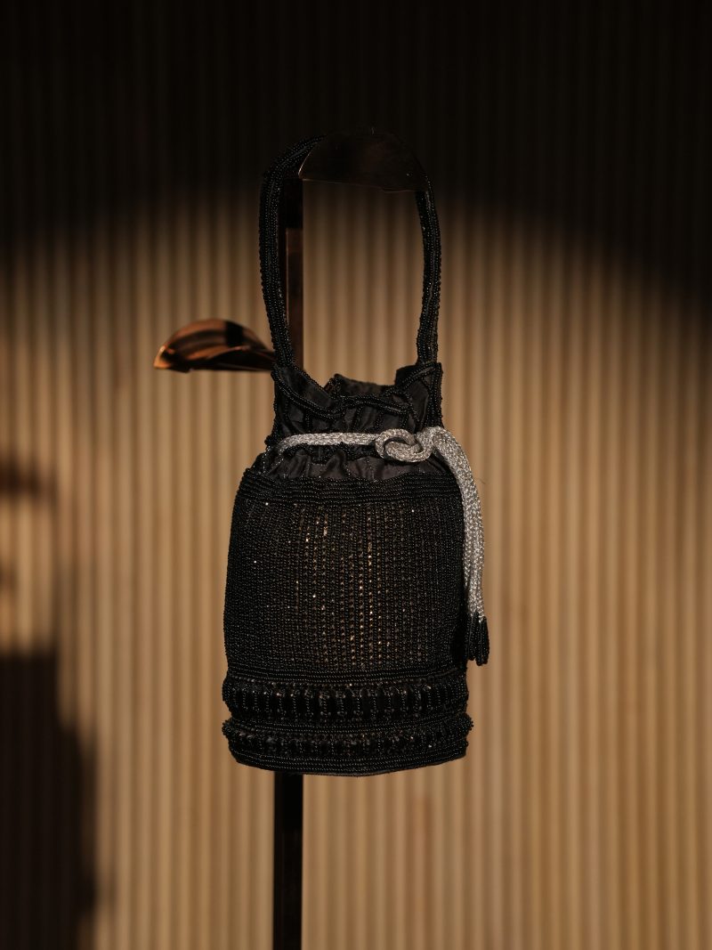 Stone Work Black Ladies Purse
