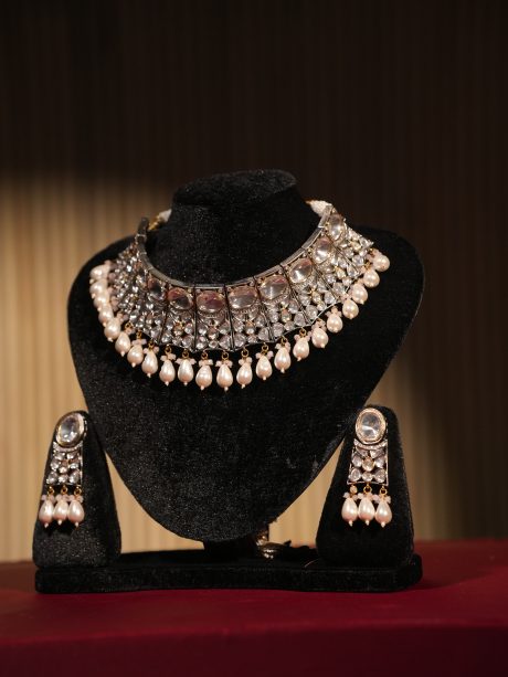 Pearl & Diamond Stone Kundan Neck Set
